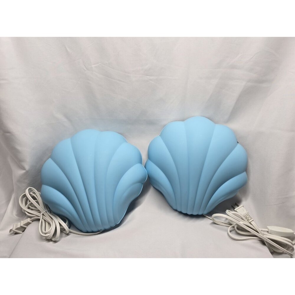 IKEA Smila Snacka Sea Shell Shaped Wall Mount Light Lamp Blue Lot Of 2- VTG
